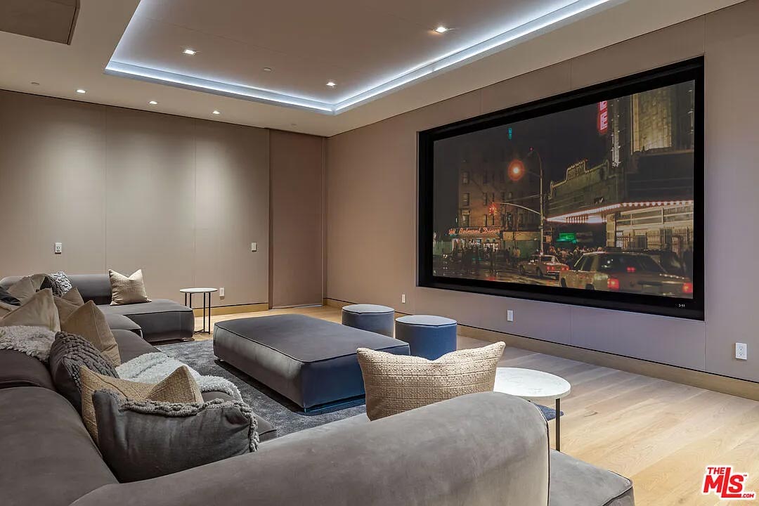 Side view of neutral colored home theater